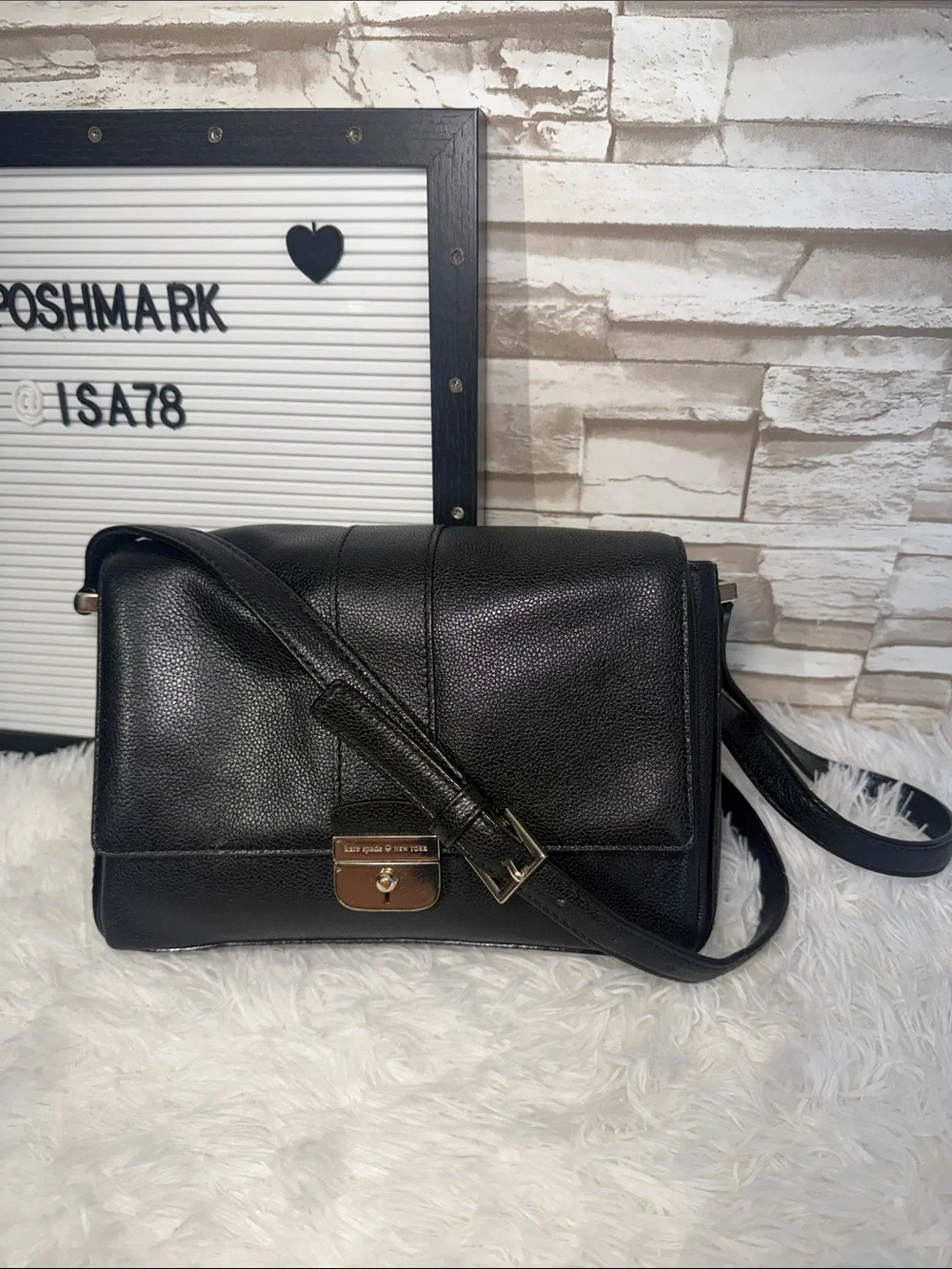 KATE SPADE NEW YORK  Milna Lovett Street Black Leather Cross Body Bag